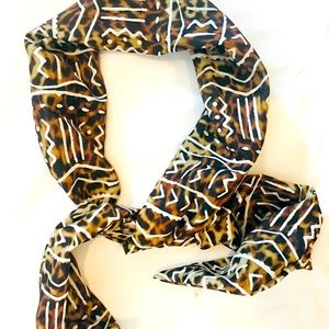 Wired brown white animal print abstract headband scarf. NWOT.